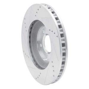 Cadillac CTS Brake Rotor (1) - Front Right - R1 Concepts - Drilled & Slotted - Silver - `04-`08